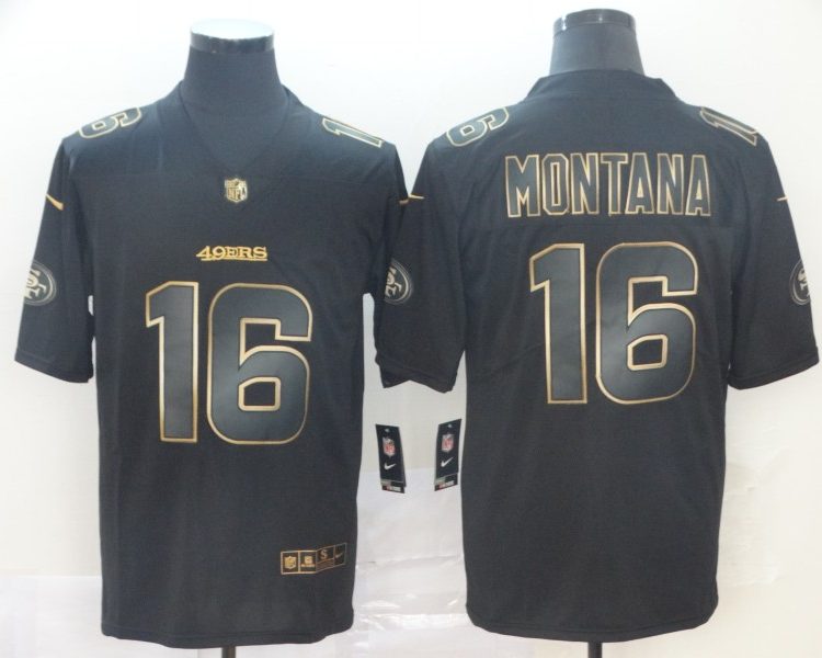 Men's San Francisco 49ers Joe Montana #16 Black Authentic Jersey