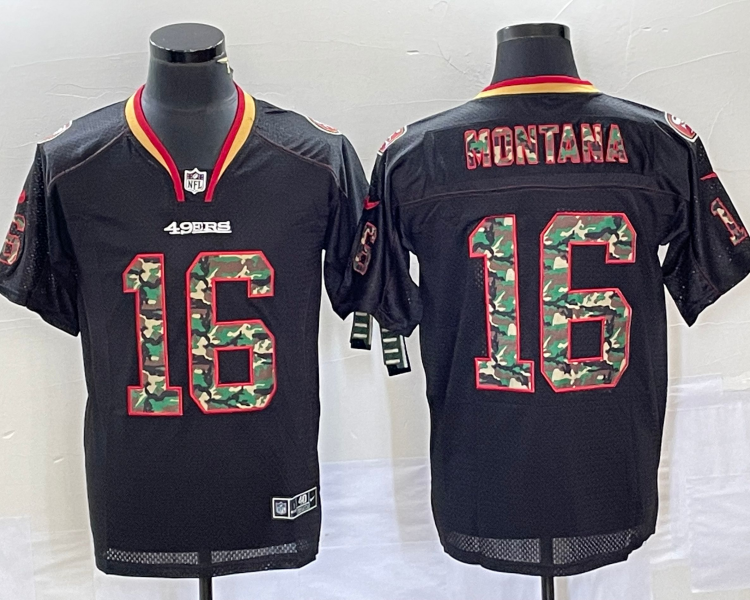 Men's San Francisco 49ers Joe Montana #16 Black Jersey