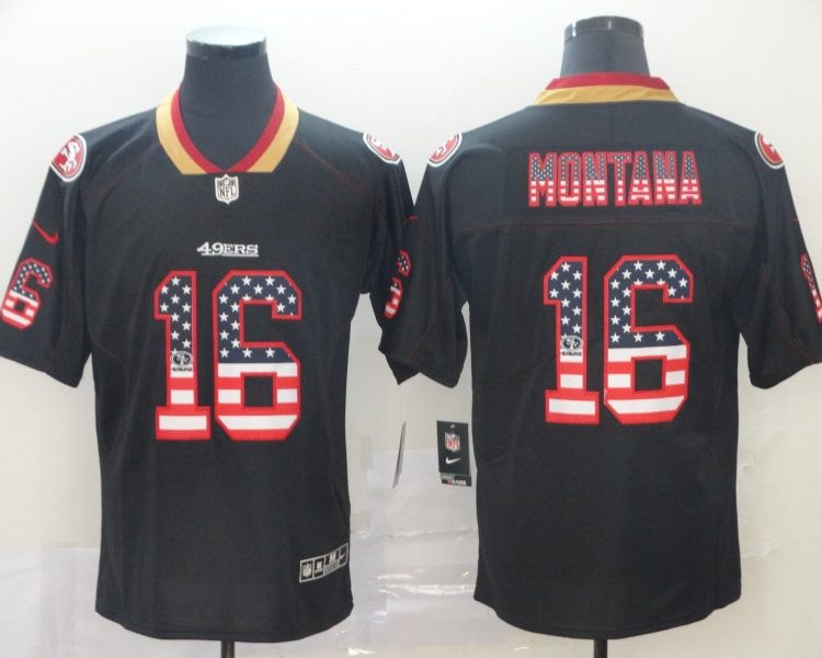 Men's San Francisco 49ers Joe Montana #16 Black Stitched Jersey
