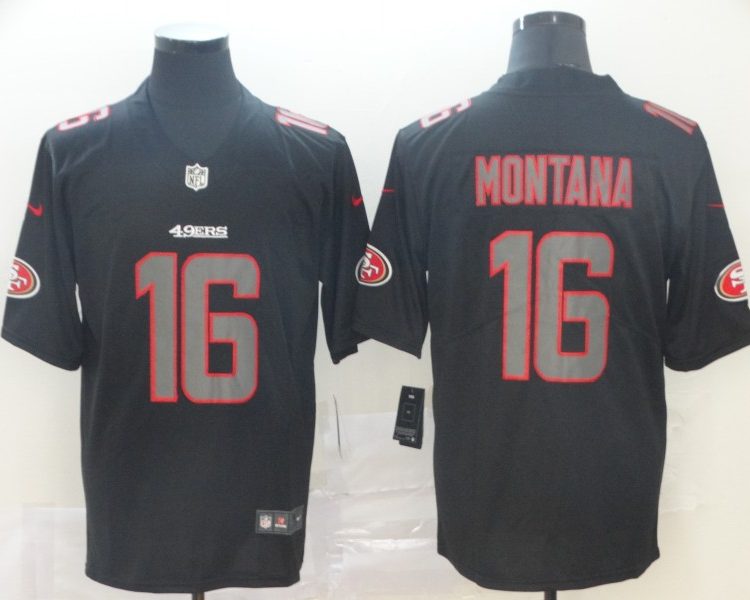 Men's San Francisco 49ers Joe Montana #16 Black Team Jersey