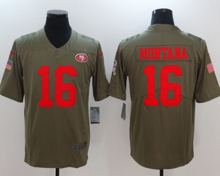 Men's San Francisco 49ers Joe Montana #16 Brown Alternate Jersey