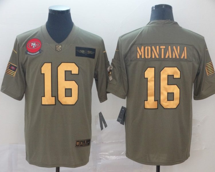 Men's San Francisco 49ers Joe Montana #16 Brown Authentic Jersey