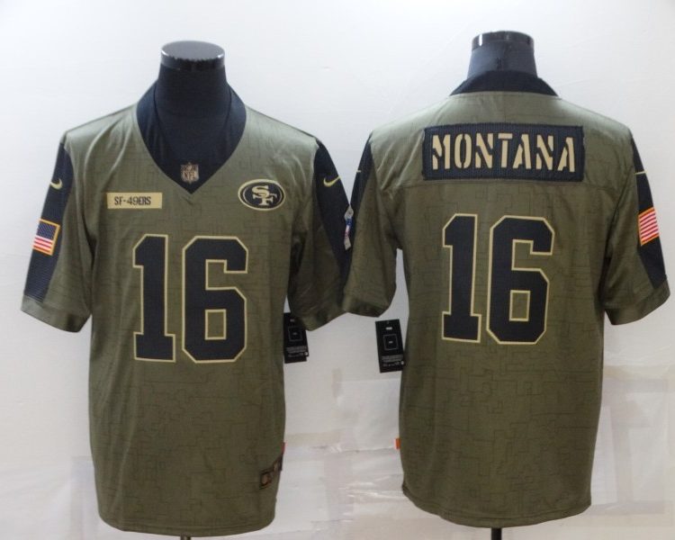 Men's San Francisco 49ers Joe Montana #16 Brown Jersey