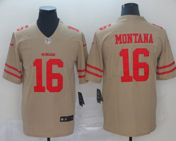 Men's San Francisco 49ers Joe Montana #16 Gold Inverted Legend Jersey