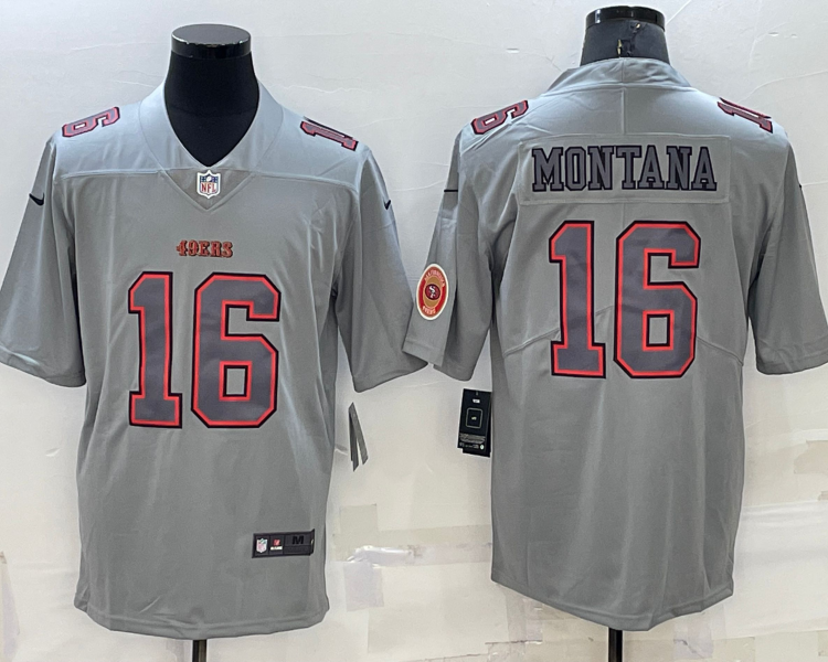 Men's San Francisco 49ers Joe Montana #16 Gray Atmosphere Jersey