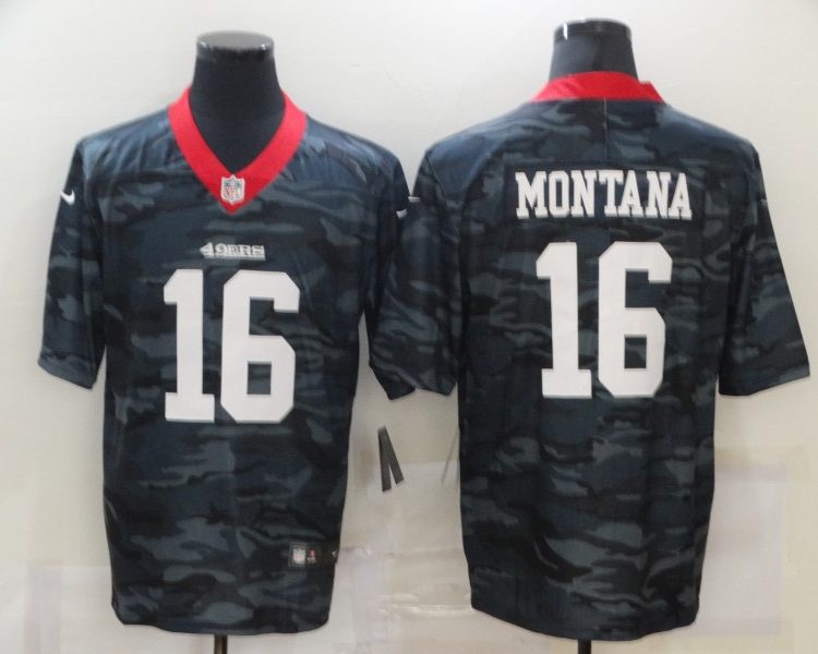 Men's San Francisco 49ers Joe Montana #16 Gray Camouflage Jersey