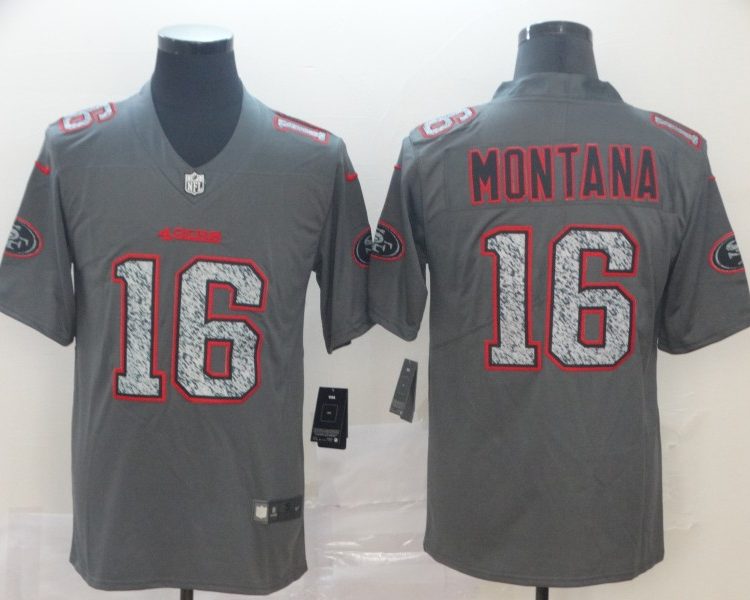 Men's San Francisco 49ers Joe Montana #16 Gray Jersey