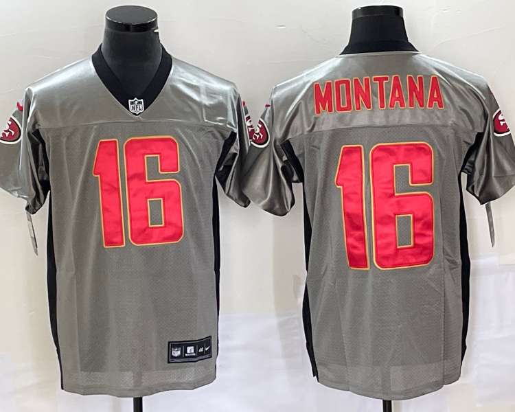Men's San Francisco 49ers Joe Montana #16 Grey Jersey