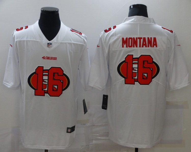 Men's San Francisco 49ers Joe Montana #16 White Alternate Jersey