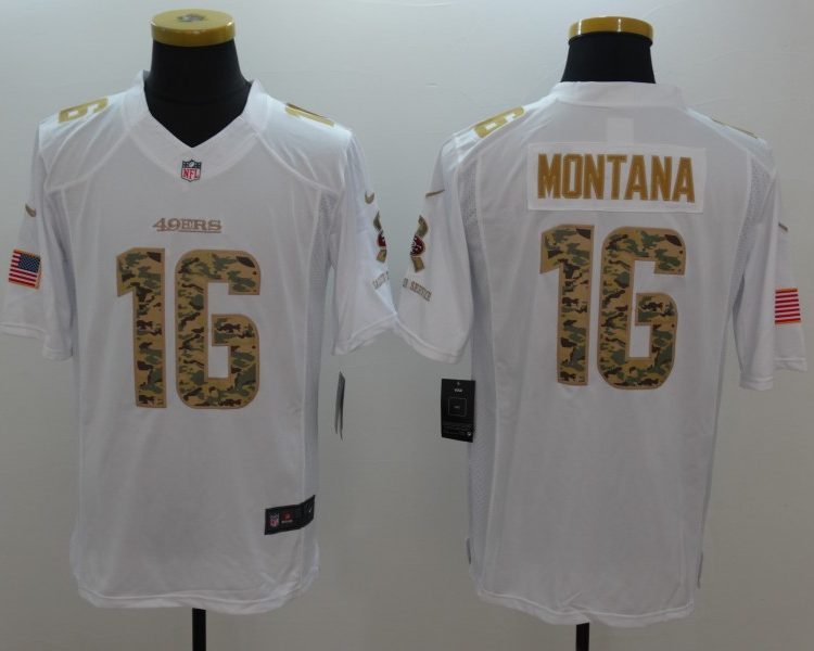 Men's San Francisco 49ers Joe Montana #16 White Jersey