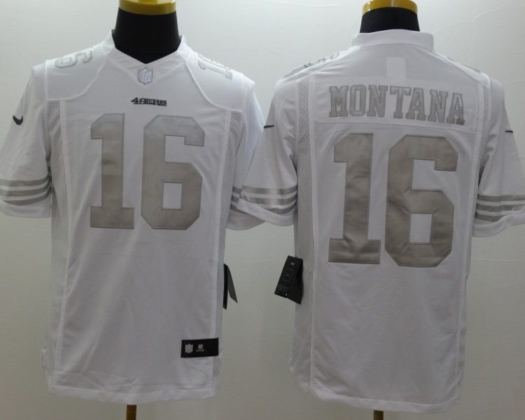 Men's San Francisco 49ers Joe Montana #16 White Stitched Jersey