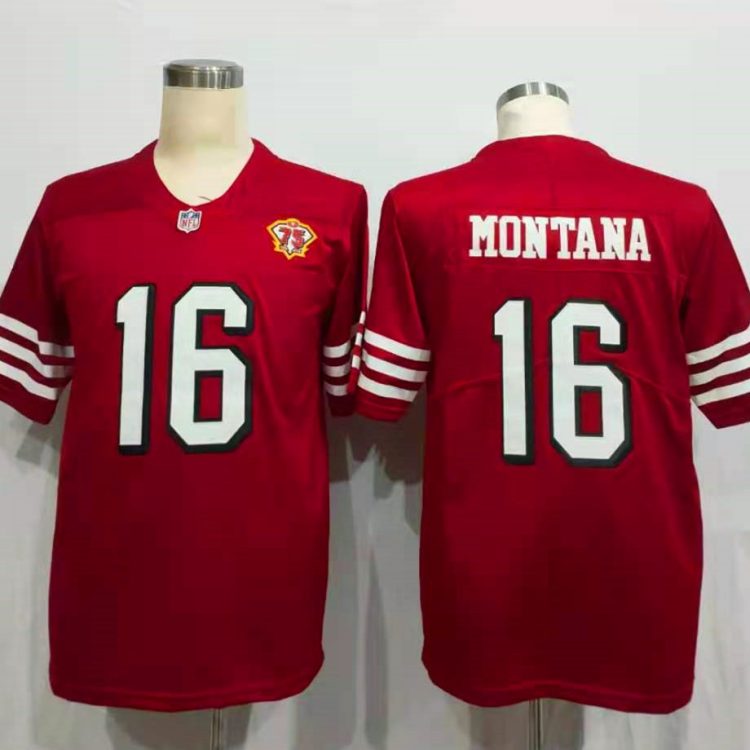 Men's San Francisco 49ers Joe Montana Red 75th Anniversary Jersey