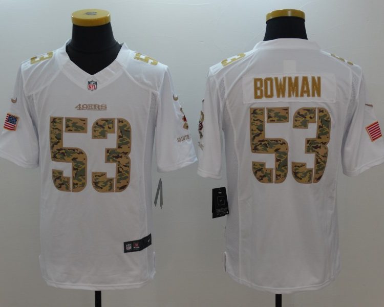 Men's San Francisco 49ers Navoro Bowman #53 White Jersey
