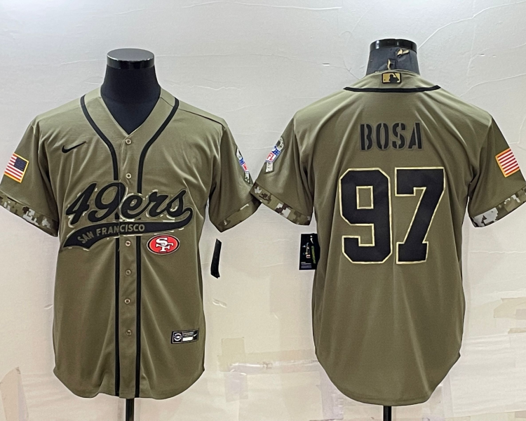 Men's San Francisco 49ers Nick Bosa #97 Olive 2022 Salute To Service Retired Limited Jersey Joint Edition