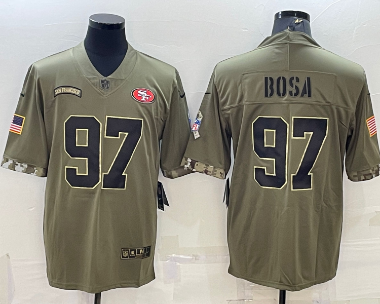Men's San Francisco 49ers Nick Bosa #97 Olive 2022 Salute To Service Retired Limited Jersey