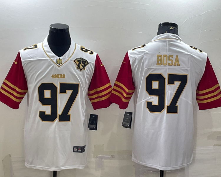 Men's San Francisco 49ers Nick Bosa #97 White 75th Anniversary Jersey