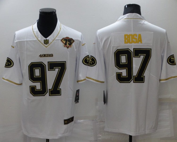 Men's San Francisco 49ers Nick Bosa #97 White 75th Anniversary Jersey