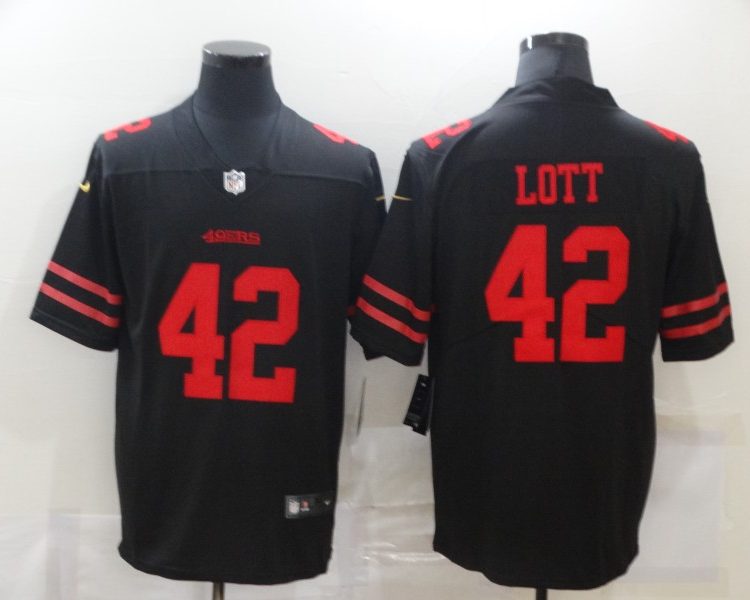 Men's San Francisco 49ers Ronnie Lott #42 Black Jersey