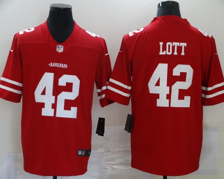 Men's San Francisco 49ers Ronnie Lott #42 Red Jersey
