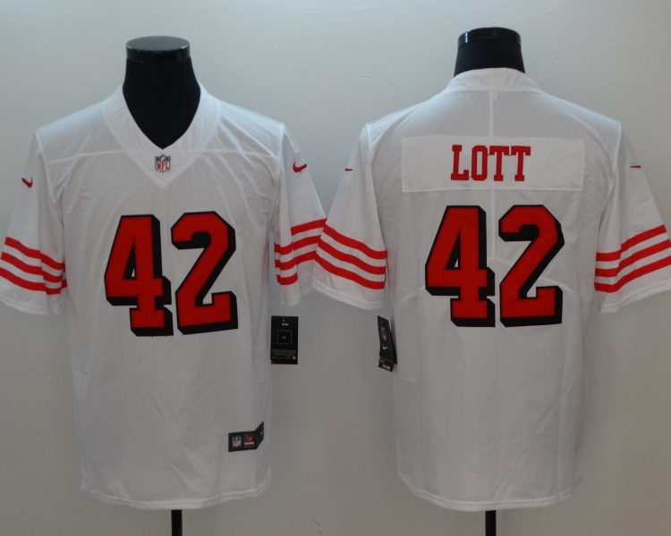 Men's San Francisco 49ers Ronnie Lott #42 White Jersey