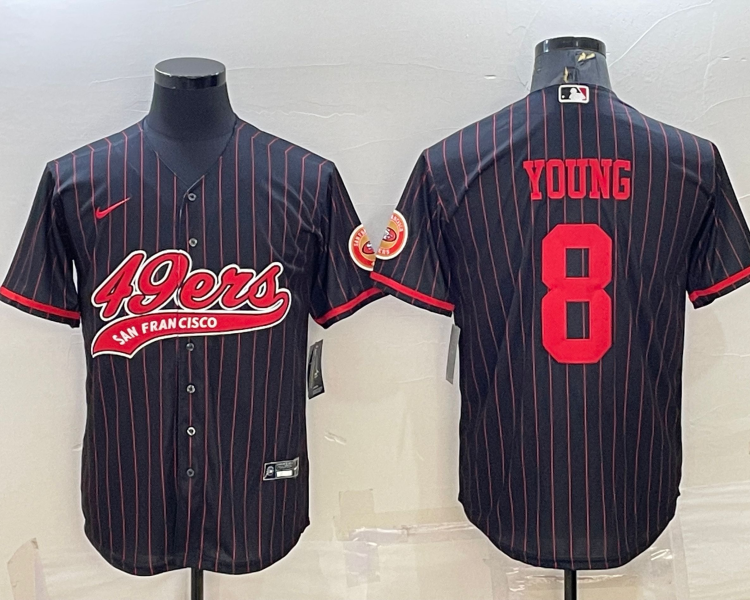 Men's San Francisco 49ers Steve Young #8 Black Jersey Joint Edition