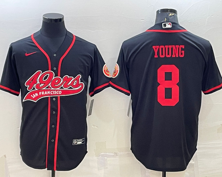 Men's San Francisco 49ers Steve Young #8 Black Jersey Joint Edition