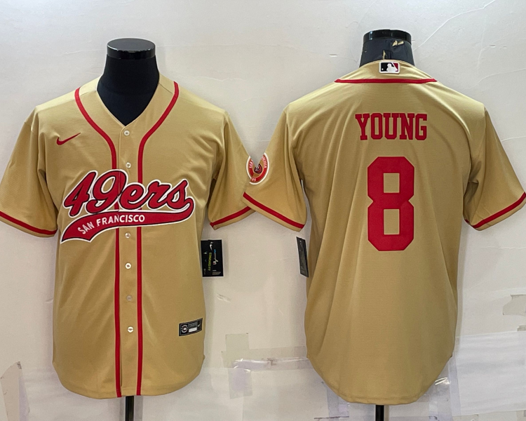 Men's San Francisco 49ers Steve Young #8 Gold Jersey Joint Edition