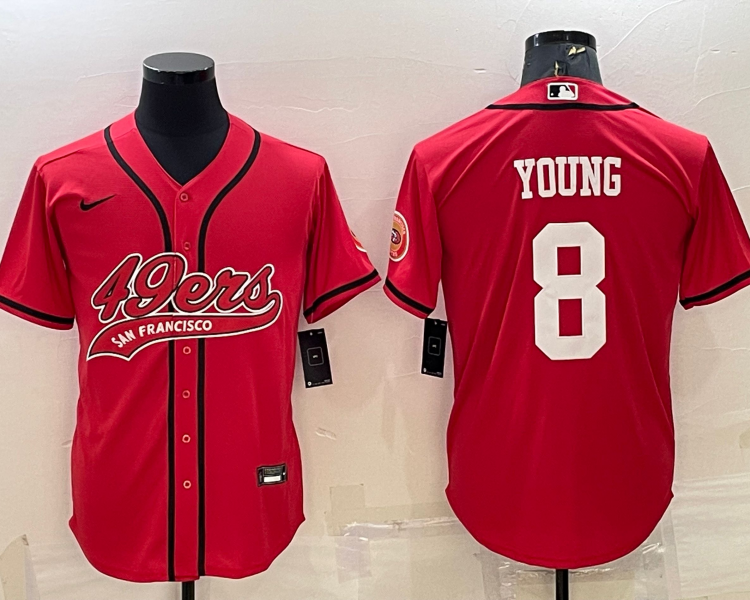 Men's San Francisco 49ers Steve Young #8 Red Jersey Joint Edition