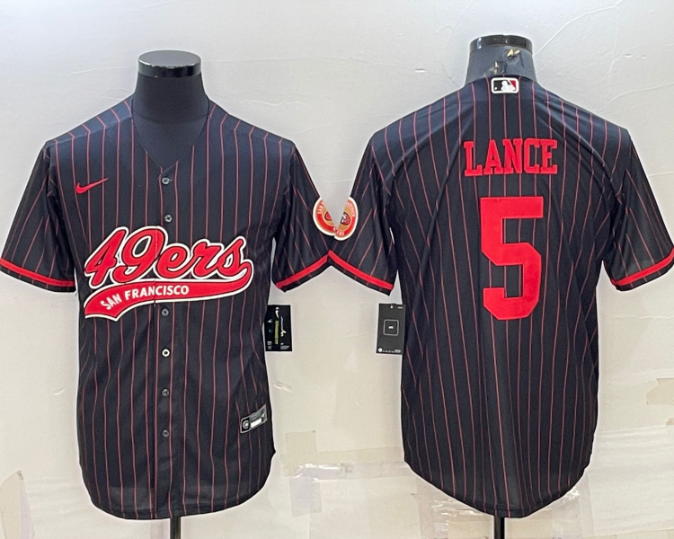 Men's San Francisco 49ers Trey Lance #5 Black Jersey Joint Edition