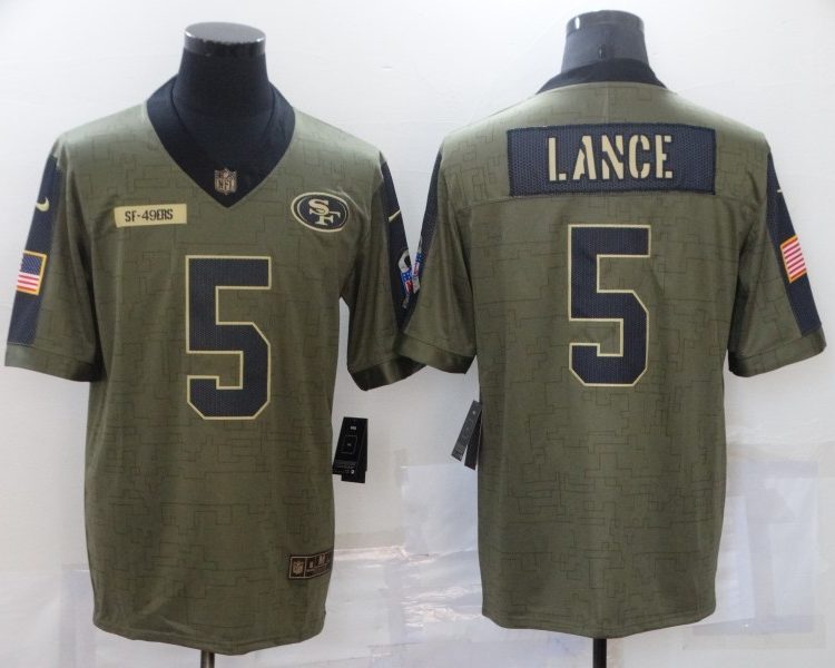Men's San Francisco 49ers Trey Lance #5 Brown Jersey