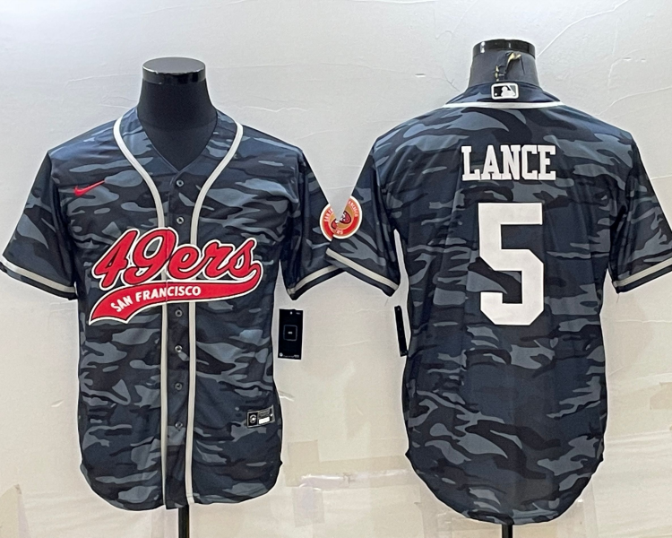 Men's San Francisco 49ers Trey Lance #5 Grey Camouflage Jersey Joint Edition