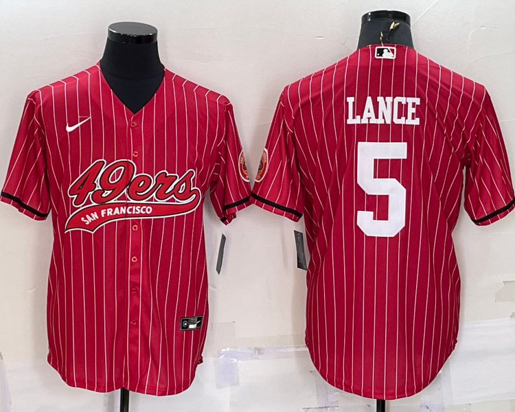 Men's San Francisco 49ers Trey Lance #5 Red Jersey Joint Edition