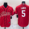 Men's San Francisco 49ers Trey Lance #5 Red Jersey Joint Edition