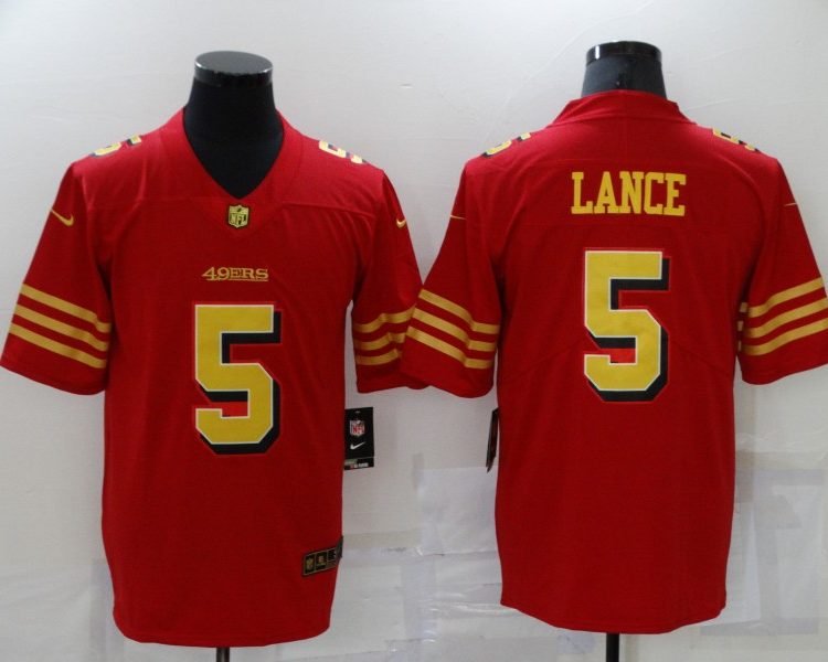 Men's San Francisco 49ers Trey Lance #5 Red Jersey