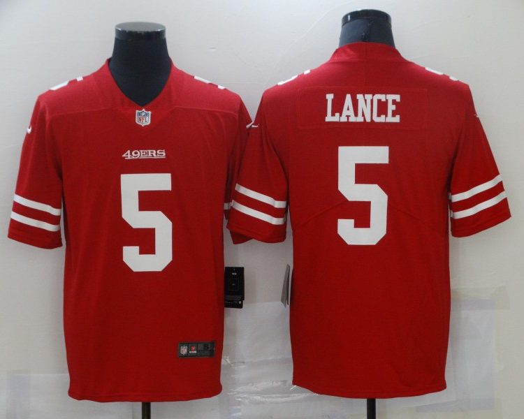 Men's San Francisco 49ers Trey Lance #5 Red Jersey
