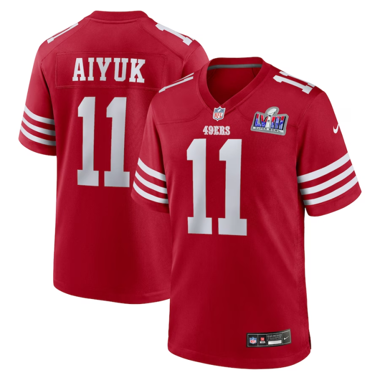 Men's San Francisco 49ers Brandon Aiyuk #11 Scarlet Super Bowl LVIII Jersey