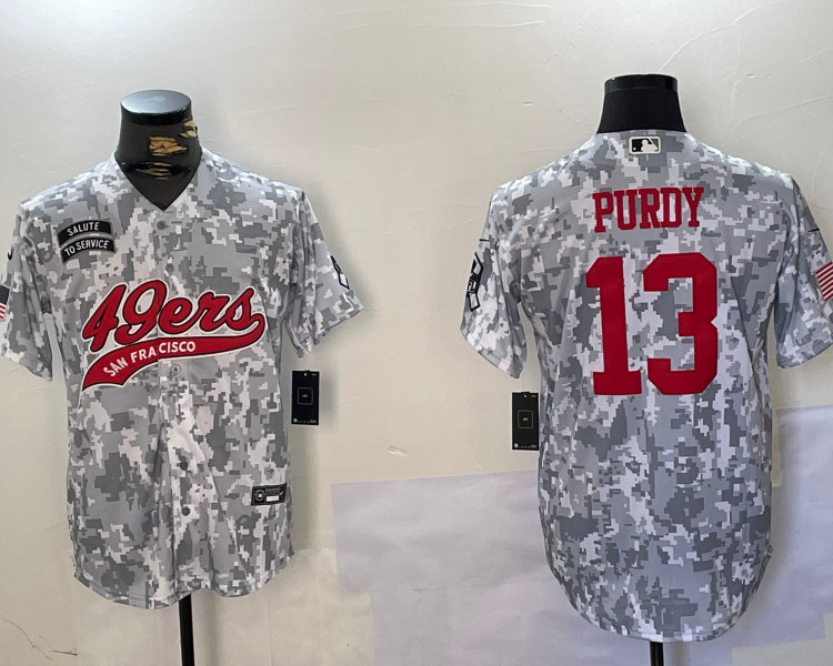 Men's San Francisco 49ers Brock Purdy #13 Arctic Camo Salute to Service Limited Jersey