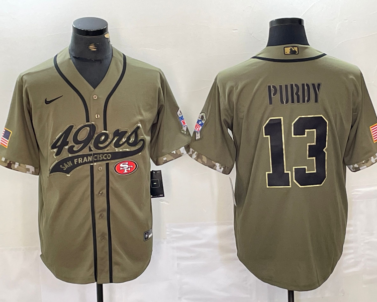 Men's San Francisco 49ers Brock Purdy #13 Olive 2022 Salute To Service Jersey Joint Edition