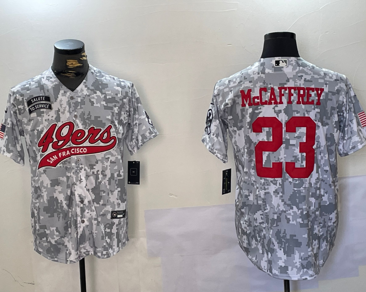 Men's San Francisco 49ers Christian McCaffrey #23 Arctic Camo Salute to Service Limited Jersey