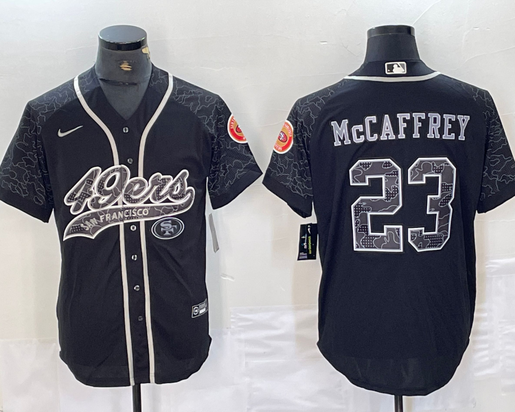 Men's San Francisco 49ers Christian McCaffrey #23 Black RFLCTV Limited Jersey Joint Edition