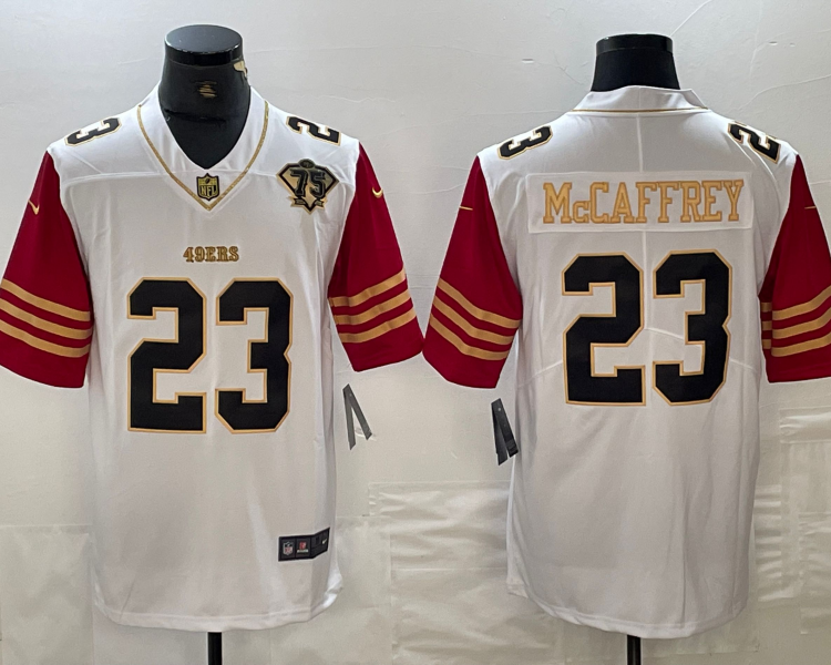 Men's San Francisco 49ers Christian McCaffrey #23 White Jersey