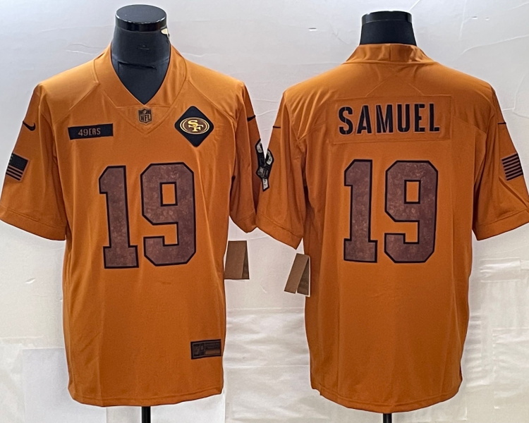 Men's San Francisco 49ers Deebo Samuel #19 Brown 2023 Salute To Service Limited Jersey