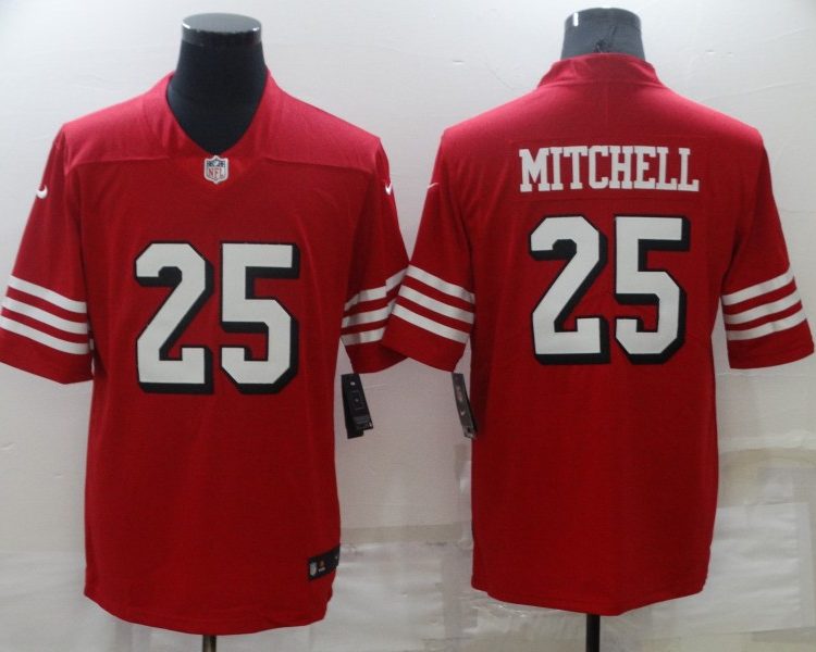 Men's San Francisco 49ers Elijah Mitchell #25 Scarlet Alternate Team Jersey