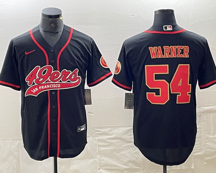 Men's San Francisco 49ers Fred Warner #54 Black Jersey Joint Edition