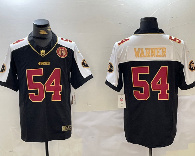 Men's San Francisco 49ers Fred Warner #54 Black Team Jersey