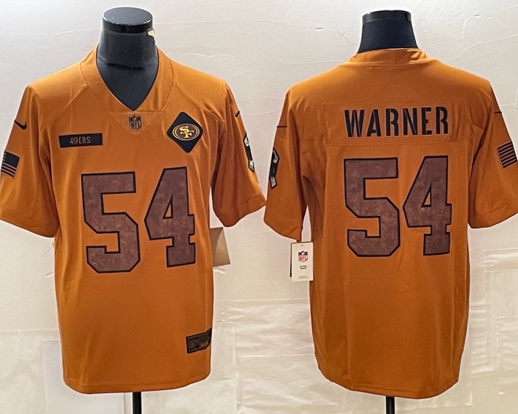 Men's San Francisco 49ers Fred Warner #54 Brown 2023 Salute To Service Retired Limited Jersey