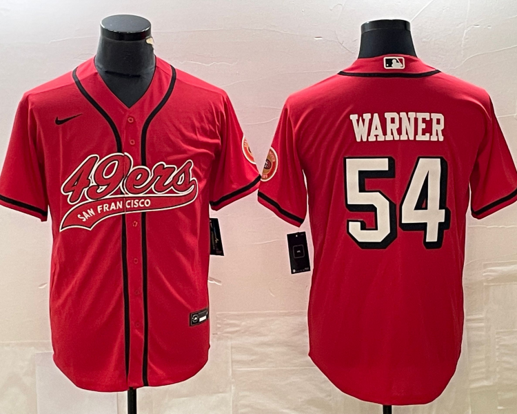 Men's San Francisco 49ers Fred Warner #54 Red Jersey Joint Edition