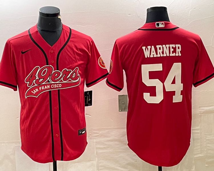 Men's San Francisco 49ers Fred Warner #54 Red Jersey Joint Edition