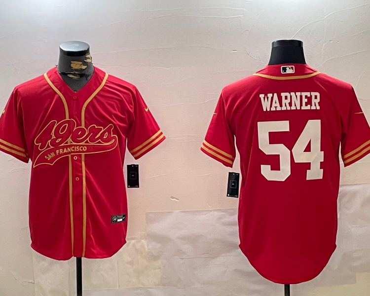 Men's San Francisco 49ers Fred Warner #54 Scarlet Team Jersey