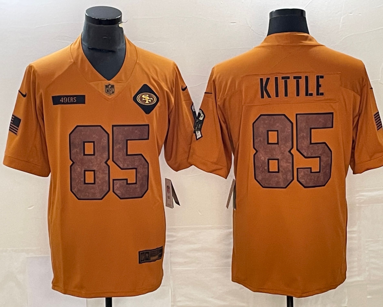 Men's San Francisco 49ers George Kittle #85 Brown 2023 Salute To Service Limited Jersey